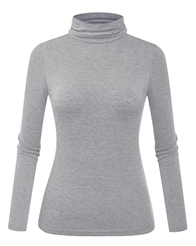 Image of Herou Womens Long Sleeve Turtleneck Slim Fitted Lightweight Casual Active Layer Tops Shirts