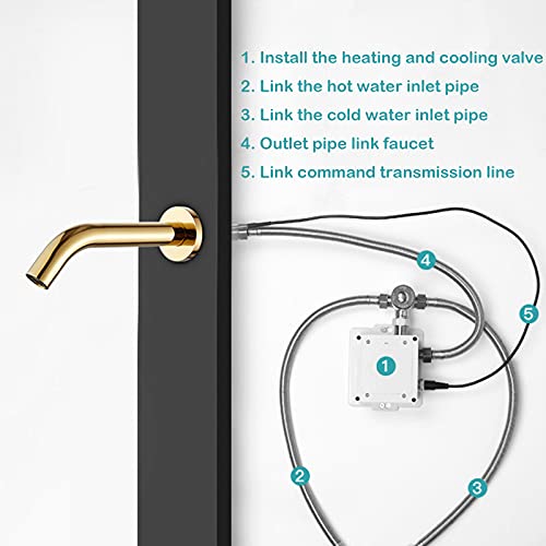 Robinet automatique pour lavabo de salle de bain suspendu or