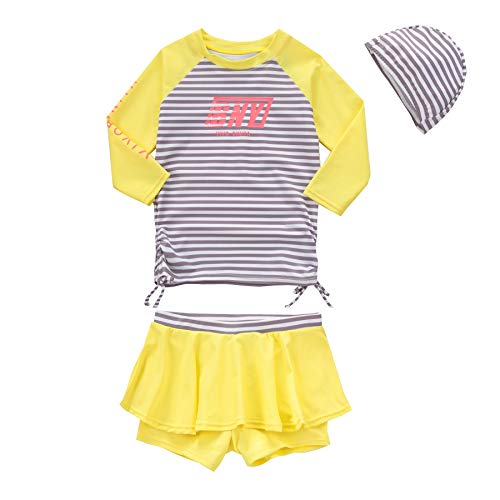 Vivobiniya Kids Swimsuits Girl's Two-Piece Long Sleeve Swimsuits UPF50+(6(5 height39.3in), Yellow)
