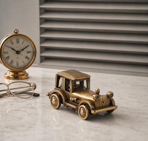 Image of Two Moustaches 5 Inches Brass Vintage Motor Car Showpiece Figurine Statue for Home, Brass Antique Showpieces for Home, Standard, Pack of 1