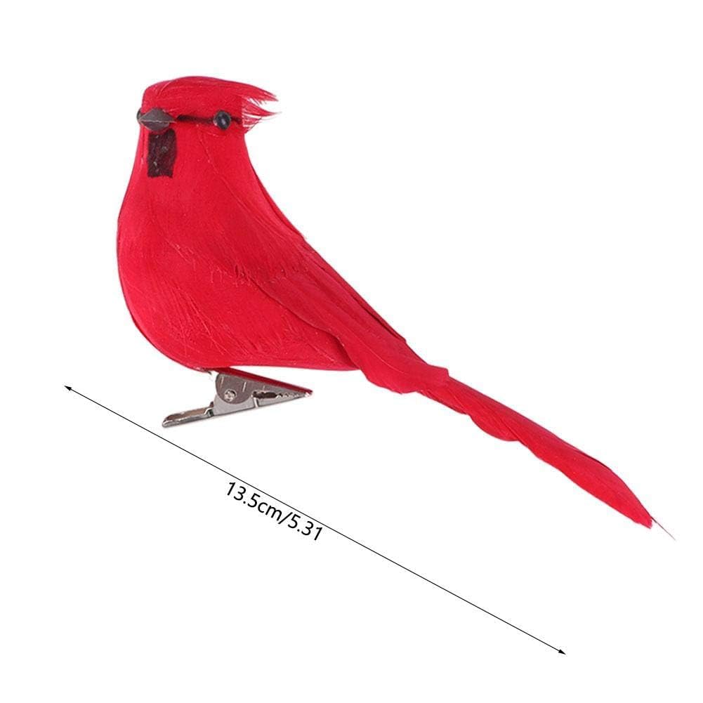 HERCHR 10 Pezzi Cardinali rossi artificiali con clip, 5,31 pollici Mini ornamenti natalizi a forma di cardinale con clip