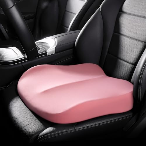 Accmuzzy Car Seat Cushion,Memory Foam Adult Car Booster Seat Cushions for Driving,Soft Comfort Driver Cushion for Height,Car Booster Seat for Driver,Home,Office Chair,Wheelchair (Pink)