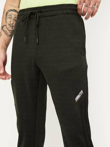 Image of Max Men's Slim Fit Mid Rise Printed Athleisure Joggers