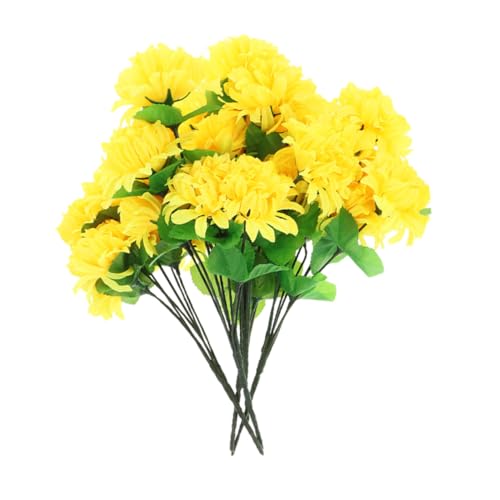 SMASOLO Fiori Artificiali Di Crisantemo Per Decorazioni Esterne, Mazzo Da 4 Pezzi, Materiale Plastico Resistente, Adatti Per Decorazione Di Tombe e Giardini Commemorativi