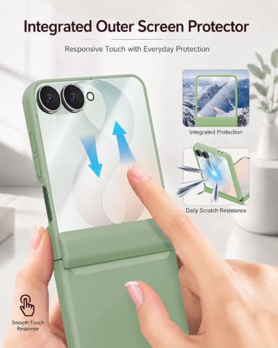 Image of STORMTAL for Samsung Galaxy Z Flip 8 Case, Hinge Protection, Built-in Screen Protector, Wireless Charging, Shockproof, Slim Rugged Phone Protective Case for Galaxy Z Flip 8 Matcha