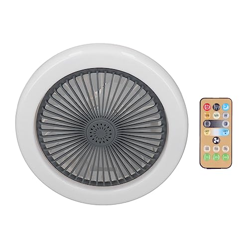 Aolidsive Pequeño Ventilador de Techo con Luz, Material ABS, Control Remoto, Portalámparas E27 Ajustable de 3 Velocidades, Perfecto para Balcón, Baño y Habitación de Niños