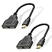 Flylin 2 Stück 1080P HDMI Kabel Splitter, HDMI Stecker auf Dual HDMI Buchse 1 auf 2 Wege Splitter Kabel Adapter Konverter, HDMI Doppelstecker für HDTV HD/Monitor/Projektoren