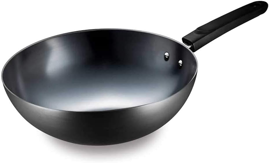 Wok Pan Non Stick Wok,Pole Iron Wok Frying Pan Pan Frying Pan Uncoated Household Wok Original Non-stick,2 Size Wok Pan Non Stick Induction (Size : 30cm)
