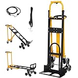 Heavy Duty 3-in-1 Aluminum Convertible Hand Truck Dolly Cart, 800 lbs Capacity, Folding & Adjustable Frame with Rubber Wheels, Ergonomic Handle - for Warehouse, Supermarket, Garden (Industrial Use)