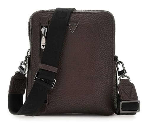 Sac bandoulière GUESS Torino homme marron foncé sacoche zippée compacte et élégante