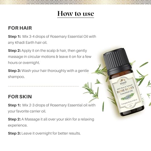 Image of Rosemary Essential Oil for Hair Growth | Essential Oil for Blemish-free & Clear Skin | Natural Hair Nourishing & Soothing Essential Oil - Pack of 5 - (5x10ml)