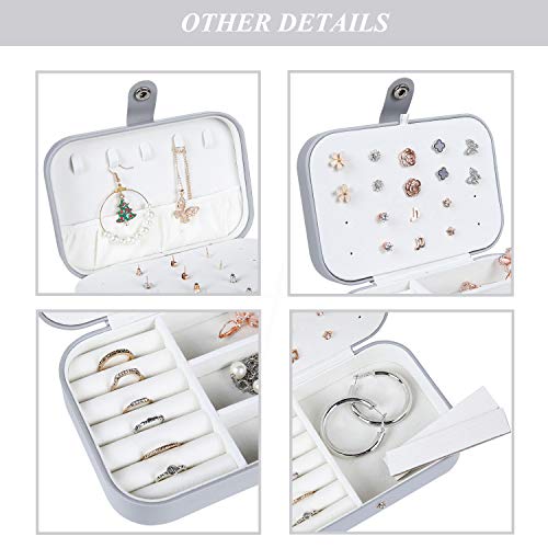 misaya Travel Jewelry Box - Women Small Jewelry Organizer Portable Jewelry Case for Necklace Earrings Rings, Holiday and Mother's Day Gift, Gray