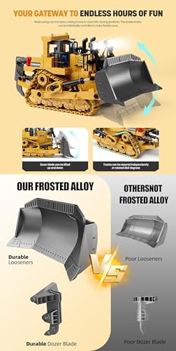 Image of Magicwand 1:18 Scale Die-Cast 9 Channel Multi-Directional Bulldozer with Working Headlights Lights & Sound for Kids【Mustard】【Pack of 1】