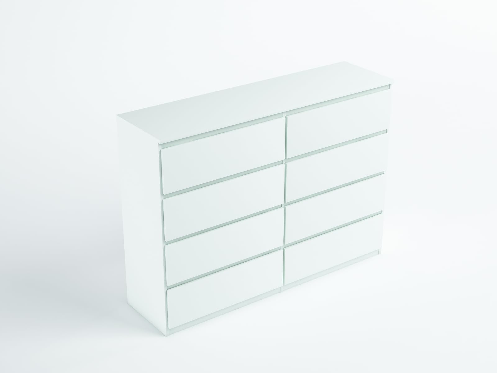 meble masztalerz Cassettiera Camera da Letto con 8 Cassetti - Credenza Soggiorno - Moderna Comò - Cassettiera Alta - Mobiletto con Cassetti - Bianca 120 x 39 x 101,5 cm