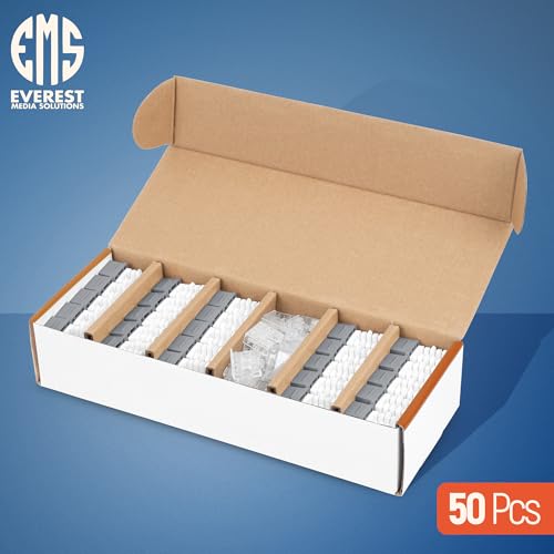 Image of Everest 90 Degree RJ45 Cat6A Keystone Jacks Slim Profile 50-Pack Gray | Compatible with 90 Angled Speed Termination Tool - easyJACK (B094WB91H3)