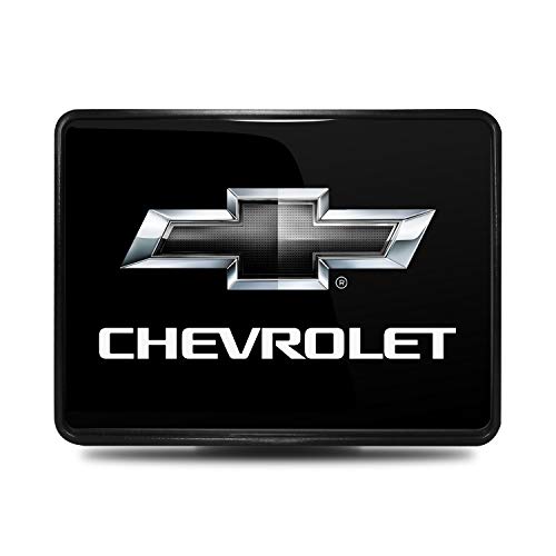 Ipick Image, Compatible With - Chevrolet Black Logo Uv Graphic Black Metal Face-Plate On Abs Plastic 2 Inch Tow Hitch Cover #TOP1