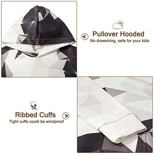 Raisevern Boys Girls Hoodies Cool Hooded Sweatshirt Casual 3D Pullover Hoodie For Kids Long Sleeve Hoodie Novelty Grey Geometric Diamond Soft Hoody With Pockets 12-13 Years #TOP3