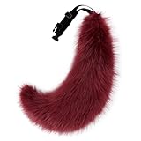 SMILETERNITY Fluffy Faux Fur Wolf Fox Tail Halloween Party Cosplay Costume WineRed
