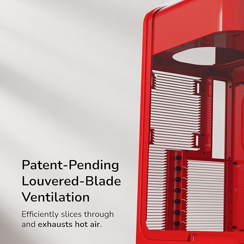 Image of Hyte X50 - Modern Performance ATX Mid-Tower Gaming PC Case - Optimized High Airflow Chassis - Micro Mesh Panel - Tempered Acoustic Glass - Wild Cherry (Red)