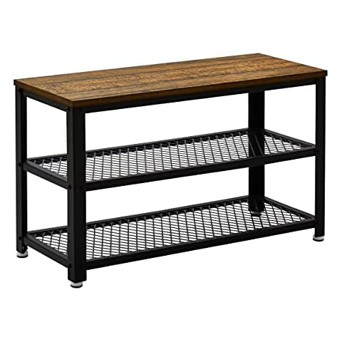 Meerveil Rustic Shoe Bench with Shelves Cover