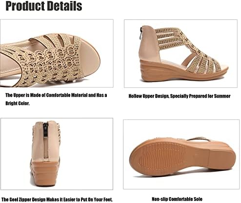 Women's Wedge Sandals - Rhinestone High Heel Comfort