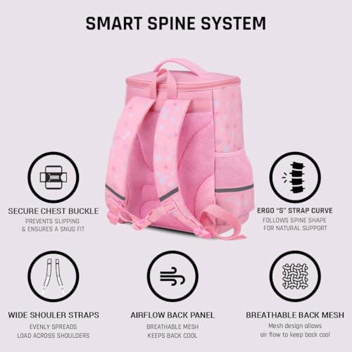 Image of Elios Mermaid School Backpack for Girls Age 6 to 10 | 6-Point Spinal Care Design | Smart Spine System | Water Resistant, Reflective Safety Strips, Lightweight Ergonomic Bag for Class 2 to 5