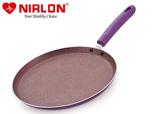 Image of Nirlon Regal Purple Pure Grade Virgin Aluminium Non-Stick Induction Base Flat Tawa 26cm|Purple
