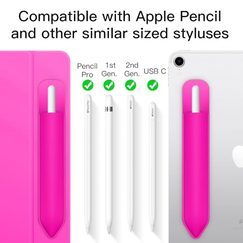 Image of MoKo Adhesive Pencil Case Holder Sticker for Apple Pencil, Pitaya Red | Elastic Pencil Pocket Pouch, Adhesive Sleeve, Attached to iPad Case, For Pro /USB-C /1st /2nd Gen and Similarly Stylus Pens