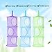 Hanging Mesh Space Saver Bags Organizer, Hatisan Foldable 3 Compartments Toy Storage Basket for Travel, Kids Room, Bathroom and Balcony - Portable & Practical (Yellow + Green + Blue + Purple)