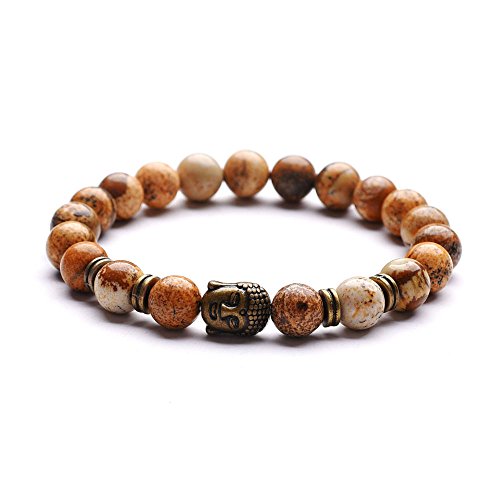 Bracelet en pierre naturelle de guérison de yoga et accessoires en bronze antique