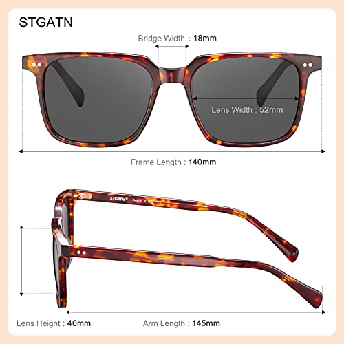 Image of STGATN Polarized Sunglasses for Men -Classic Square Hand-Polished Acetate frames UV Protection Sun Glasses