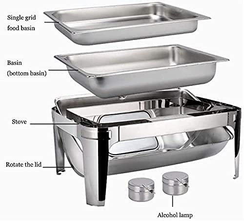 ywewsq Speisenwärmer, Chafing Dish Catering Buffetwärmer Set Edelstahl Speisenwärmer Buffet Gericht Catering… – Bild 3