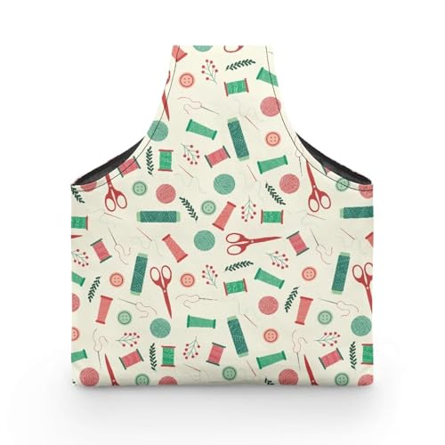 Image of Yarn Bag Portable Crochet Tote Bag Large Canvas Wrist Bag for Crochet and Knitting On The Go, Cute Sewing Print Project Bag Holds Supplies and Needles or Hooks, Easy to Carry