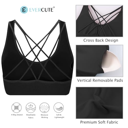 Image of Women's Cross Back Sport Bras, Seamless Padded Strappy High Support Yoga | Removable Pads, 4-Way Stretch, A-DD Cup, Full Coverage, Scoop Neck, Cropped Bra, Sweat-Wicking, Pull-on, for Yoga Gym Workout