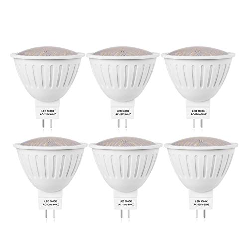 120V MR16 Led Bulbs 5W Replace 40W -50W Halogen Bulb,3000K Soft Warm White,120 Voltage MR16 GU5.3 Bulb Spotlights for Landscape Flood Track Lighting,Dimmable,Pack of 6