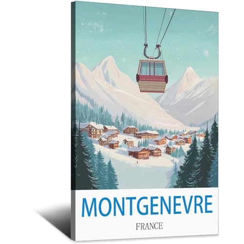 Affiche Montgenevre France deco murale retro de qualité par LNBIAND