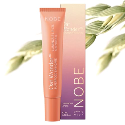 NOBE Oat Wonder Luminous Lip Oil - Nourishing, Clear Lip Gloss - Non-Sticky, Non-Greasy Lip Gloss in Tube - Lip Oil with Vitamin E - Vegan - Nordic Skincare, Lip Balm, 10 ml