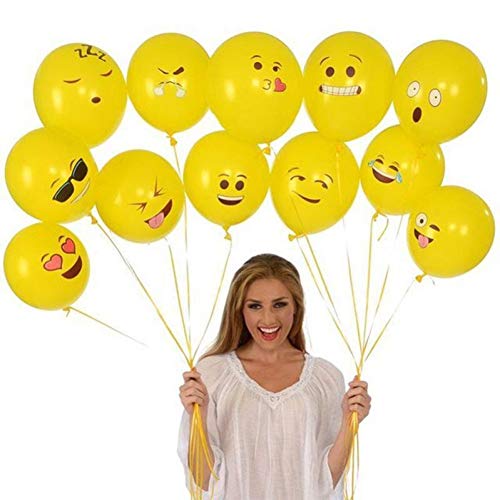 10 X 12 Mix Emoji Couleur Joyeux Anniversaire Imprime Latex Ballons Fete Decoration Ballons Articles De Fete