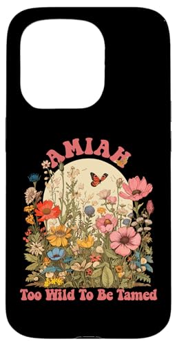 AMIAH Name Cute Retro Girls Wildflower AMIAH Name スマホケース iPhone 15 Pro 用