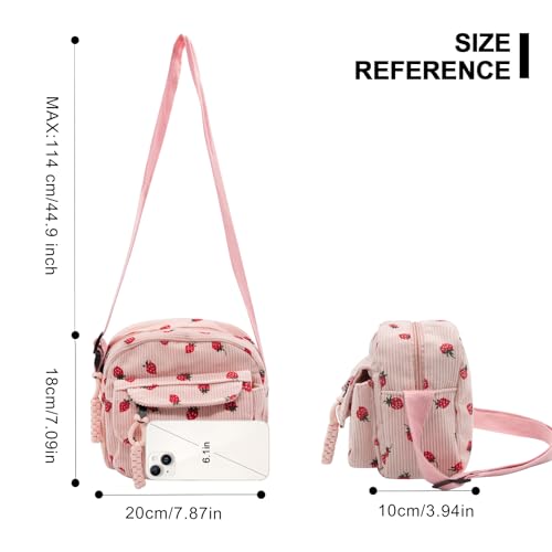Long Keeper Corduroy Crossbody Bag for Women Cute Purse Strawberry Shoulder Bag Messenger Phone Cross body Bag Handbags Purse2