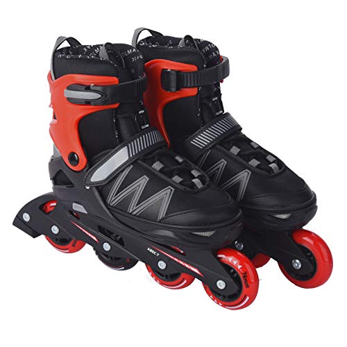 L.A. Sports Inliner Skate Soft Kinder Jugend Damen Größenverstellung 5 Größen verstellbar (33-37, rot - grau)