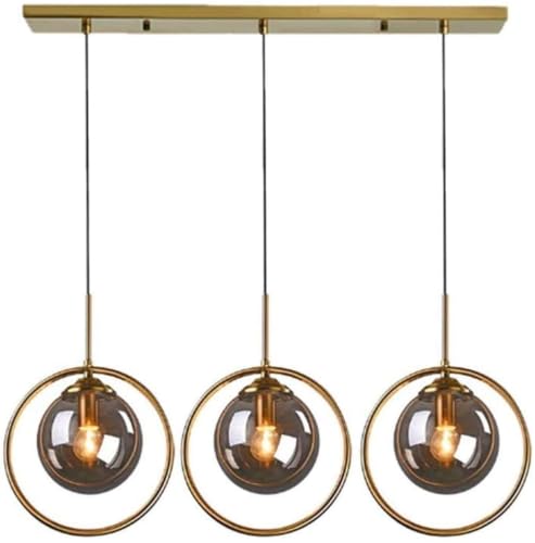 Lustre globe en verre rétro moderne du milieu du siècle LAUMZX suspension chic 3 lumières