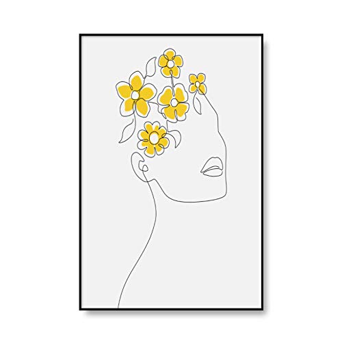 Décoration d'intérieur moderne avec triptyque affiche et impression jaune