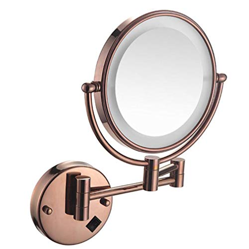 Miroir cosmétique extensible double face 5x lumineux LED structure robuste or rose 8 pouces - 2