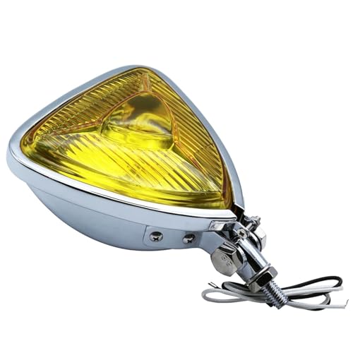 Phare triangulaire moto jaune en métal pour finition bobber haut de gamme