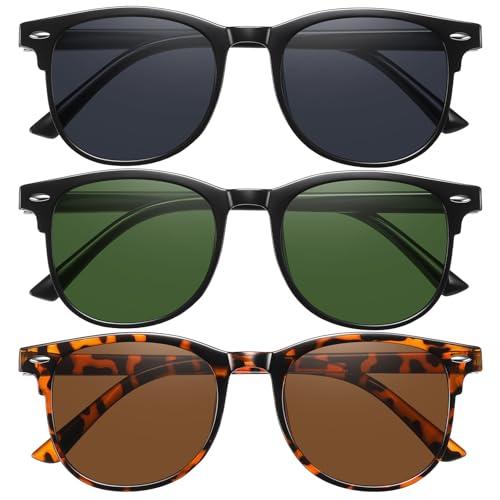 Image of 3 Pack Round Retro Sunglasses for Women Men, UV400 Protection