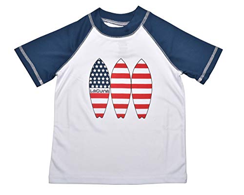 Laguna Boys Swimsuit 2 Piece Swim Set - Short Sleeve Rashguard Shirt And Bathing Shorts Swimwear - Upf 50+ - Blue Combo, Size 24M #TOP2