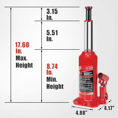 Image of BIG RED 10 Ton (20,000 LBs) Torin Welded Hydraulic Car Bottle Jack for Auto Repair and House Lift, Red, TAM91003B