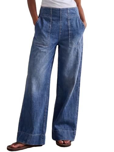 Vidiva Women's Wide Leg Jeans Casual Fashion Clothing Soft Baggy