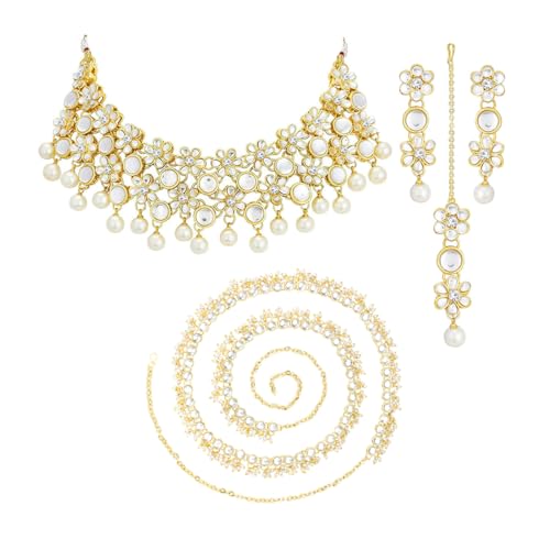 Image of Peora Kundan Faux Pearl Traditional Jewellery Set Gift for Women